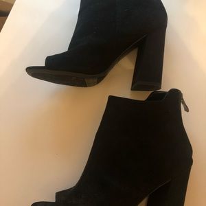 Bar III Black Suede Open Toe Booties